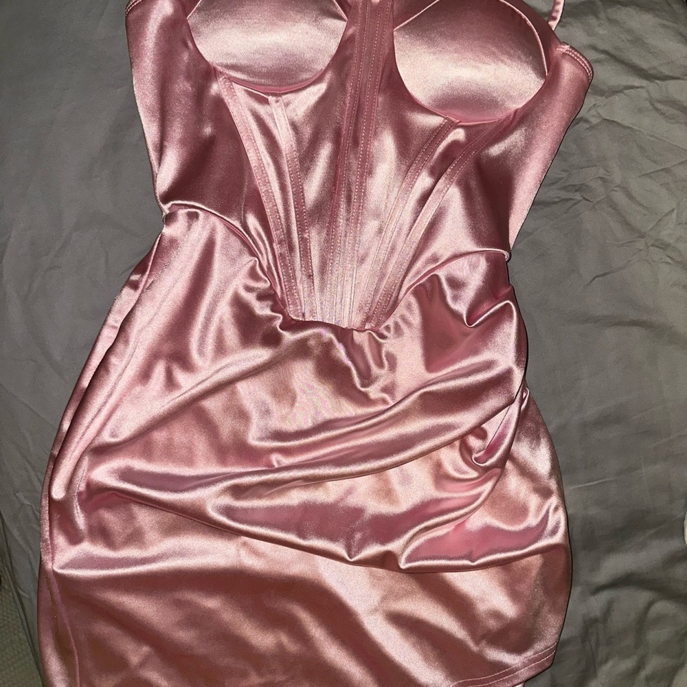 Baby Pink Metallic Mini Dress